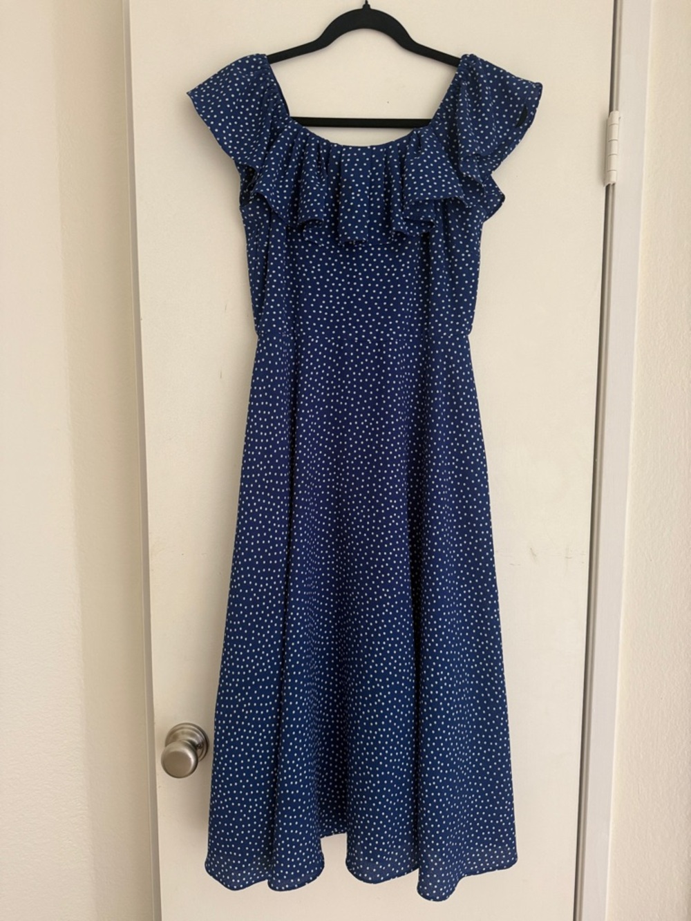 Sage Collective Navy Blue Polka Dot Ruffle Dress size 4